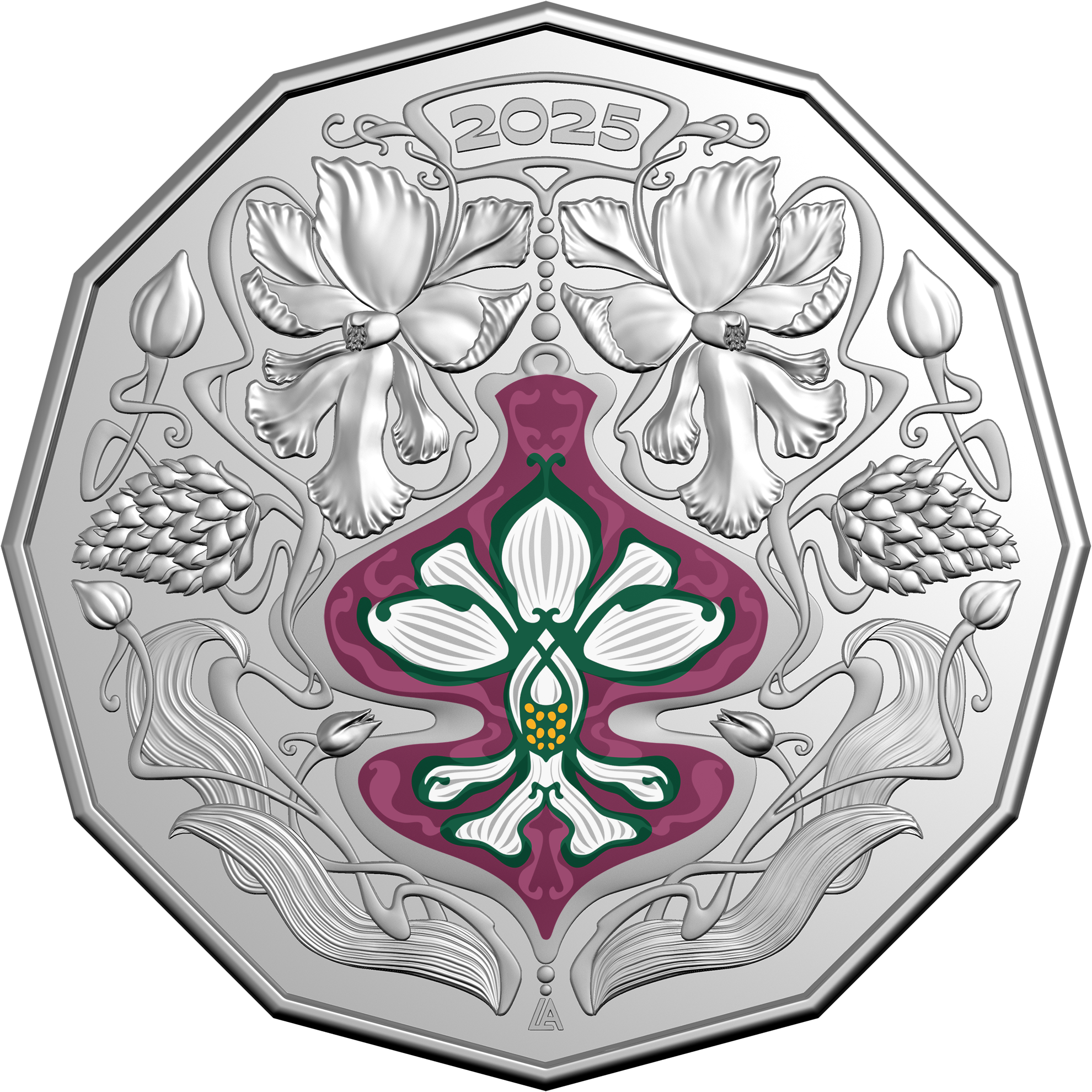 50c Christmas Festive Florals - Uncirculated Coin