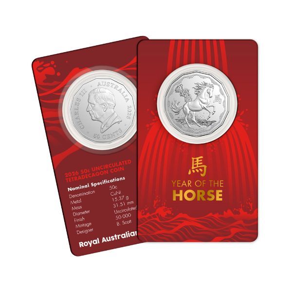 2026 50c Year of the Horse Tetradecagon Coin Reverse