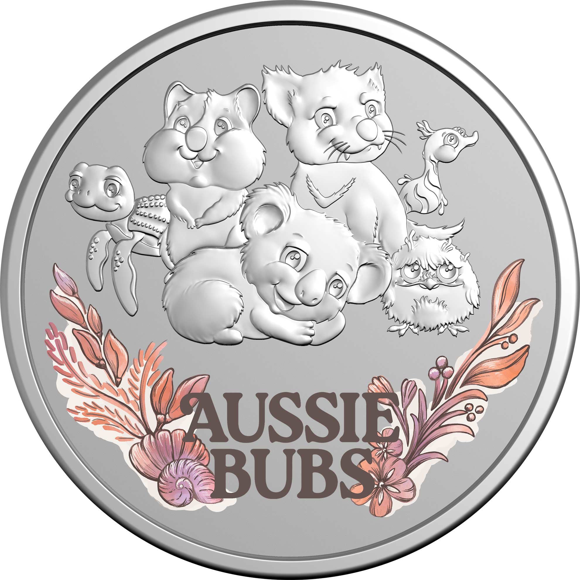 a silver coin with an image of three cats