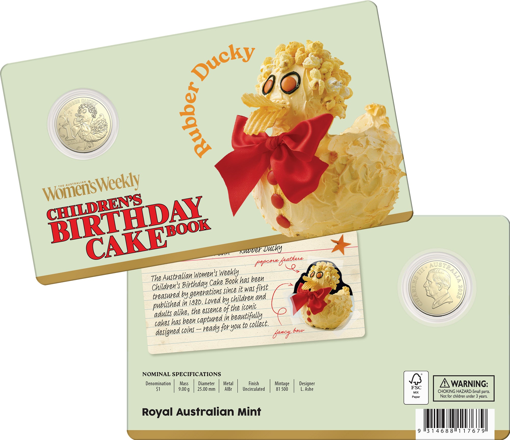 2025 AWW Childrens Birthday Cake Book Uncirculated $1 Coin - Rubber Ducky