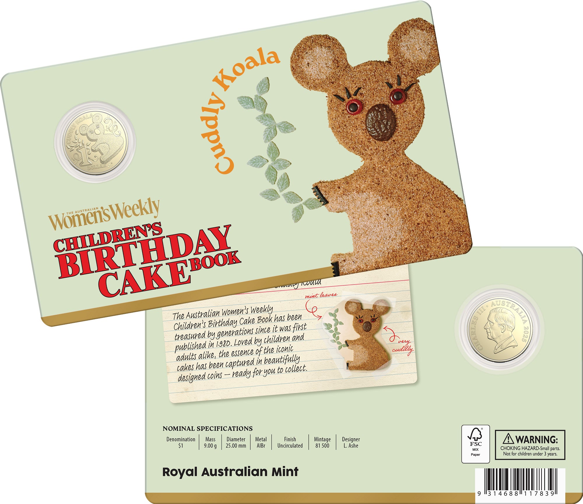 2025 AWW Childrens Birthday Cake Book Uncirculated $1 Coin - Cuddly Koala