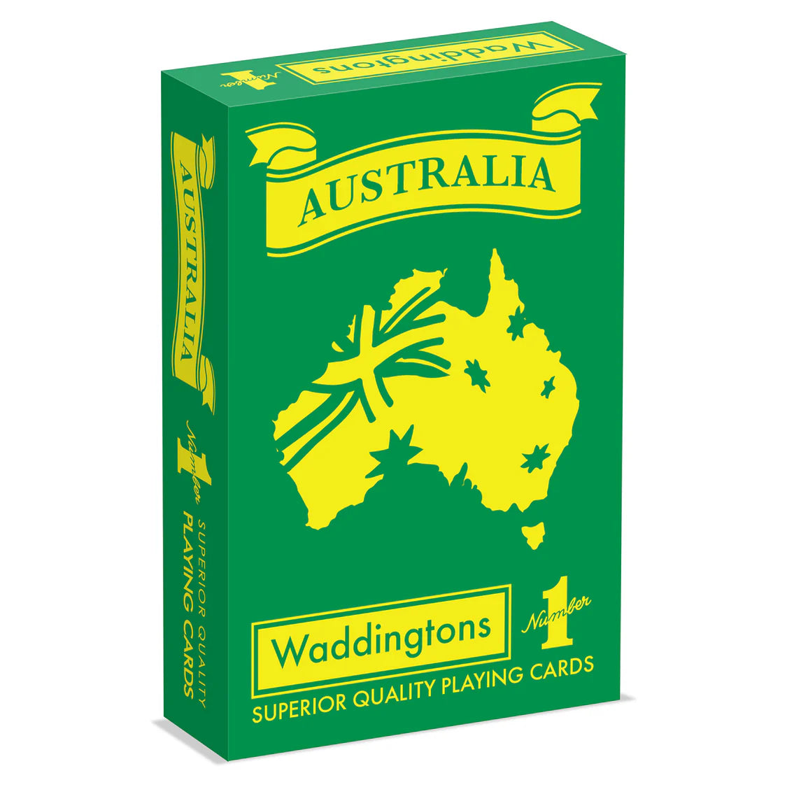 a green and yellow australia playing card box