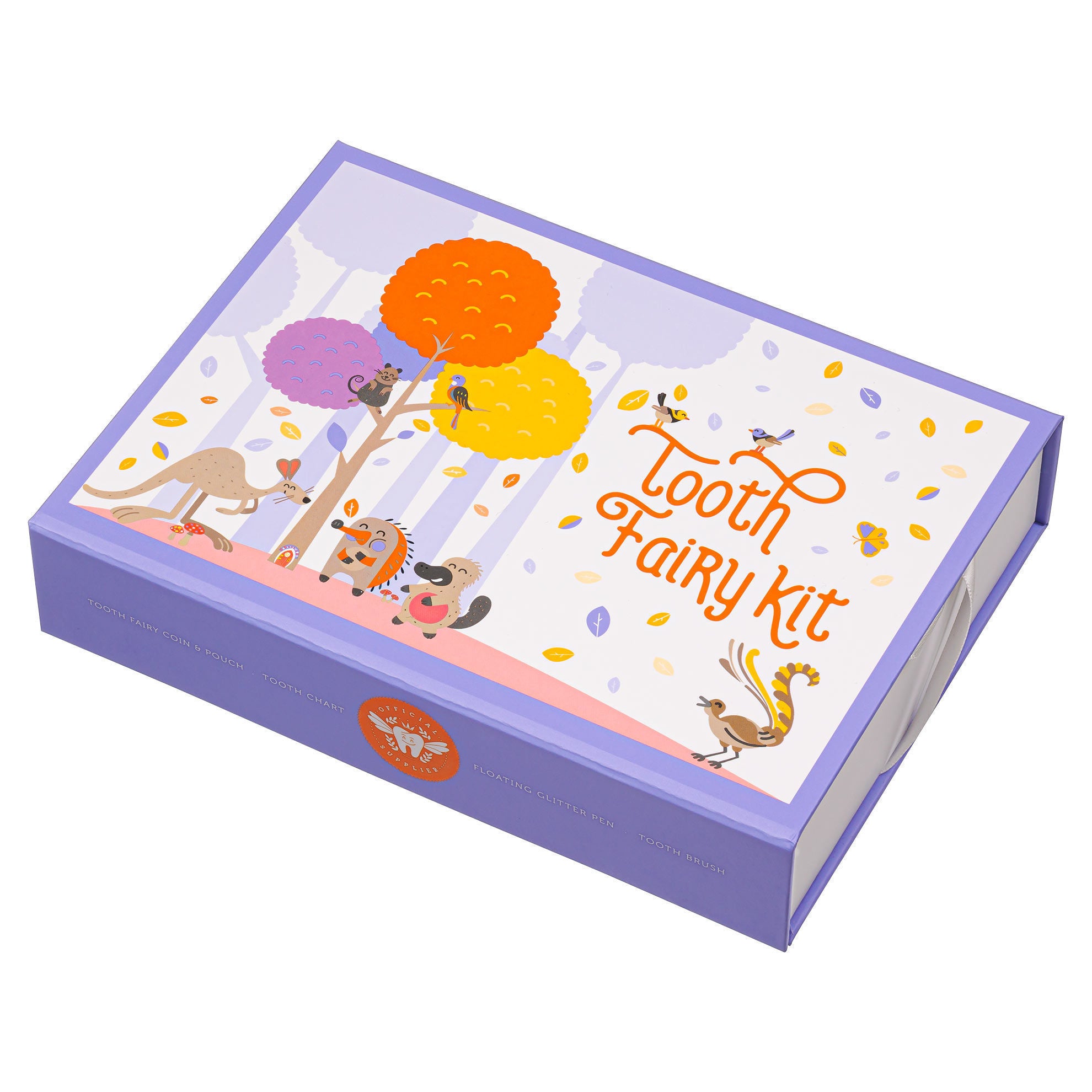 a purple box with a picture of animals on it