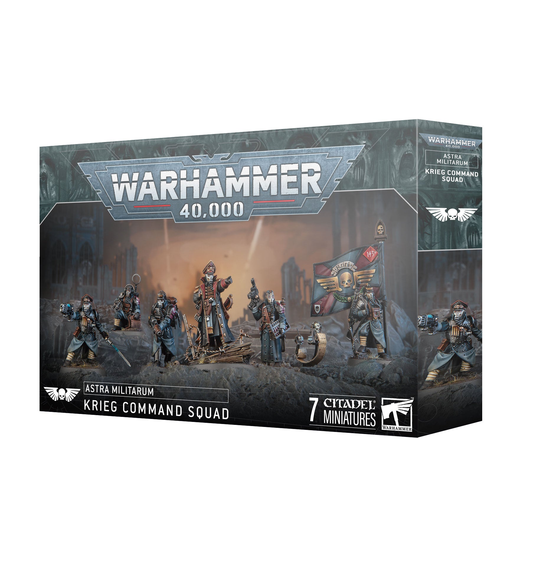 a box of warhammer 40, 000 figurines