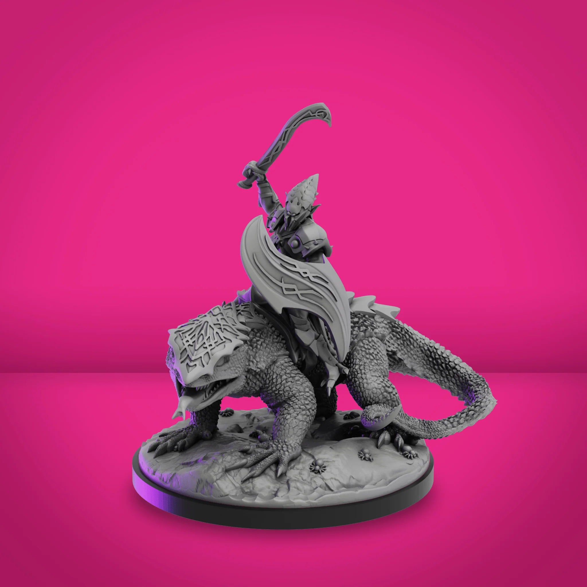 a figurine of a dragon on a pink background