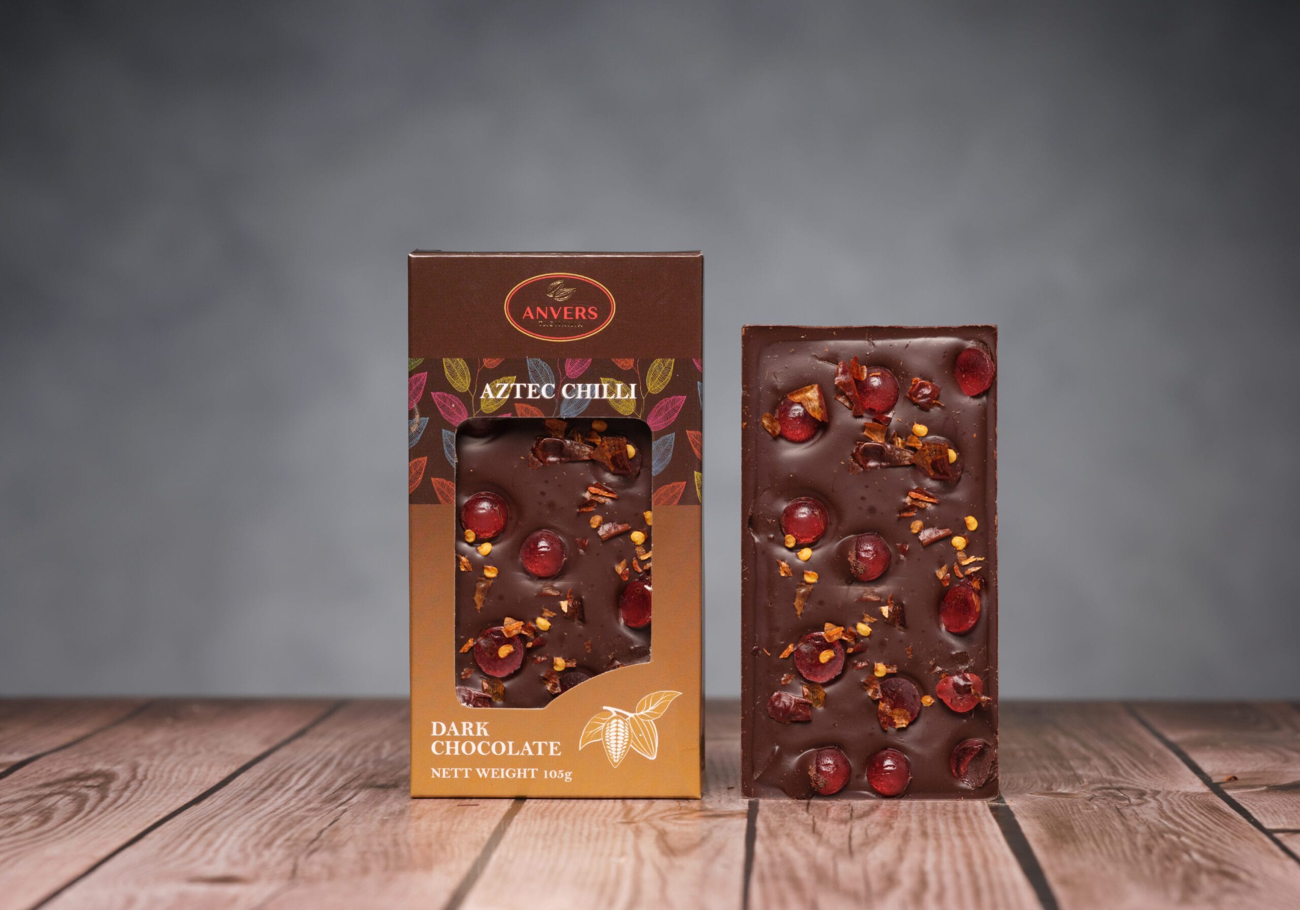 Anvers Tasmania Aztec Chilli Dark Chocolate Block 105g