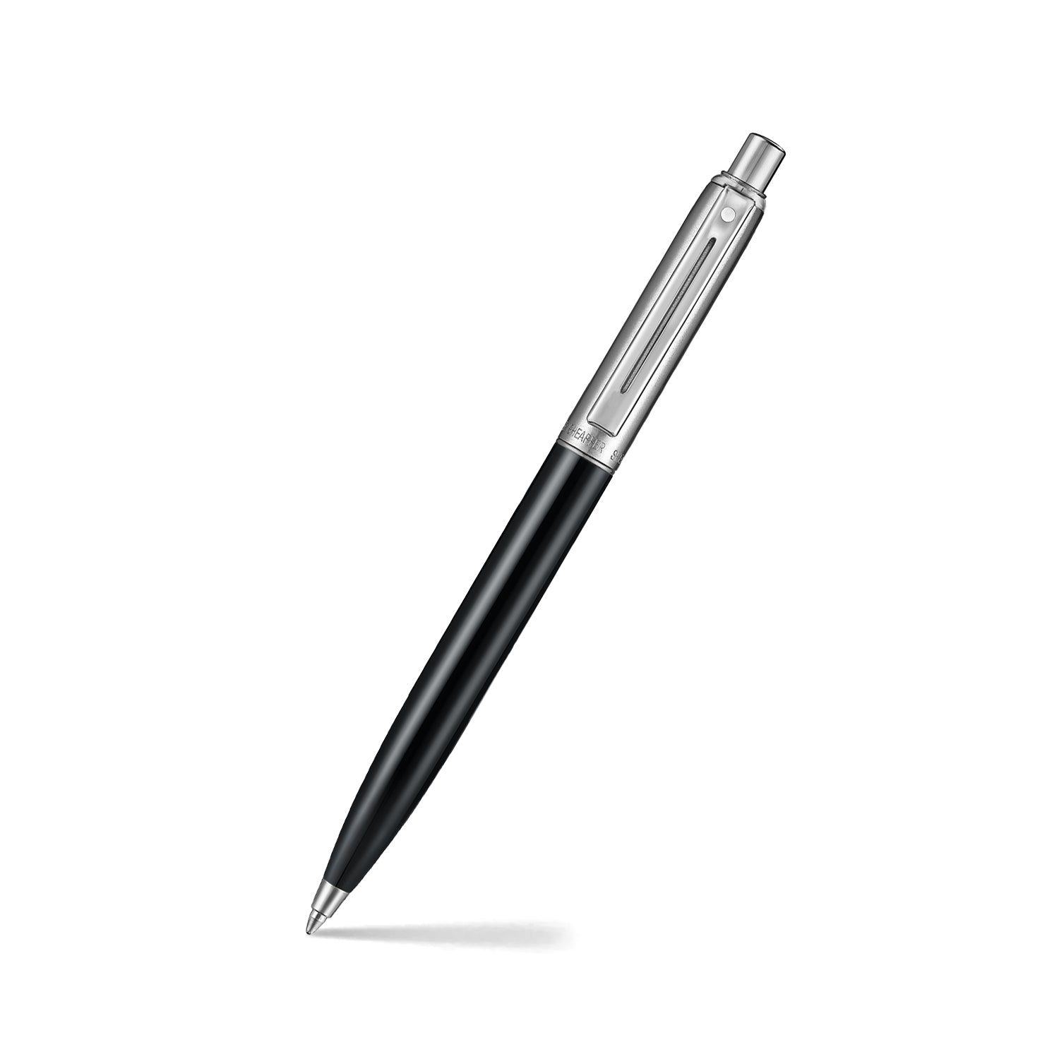 Sheaffer Sentinel all-metal ballpoint pen in gloss black with brushed chrome cap