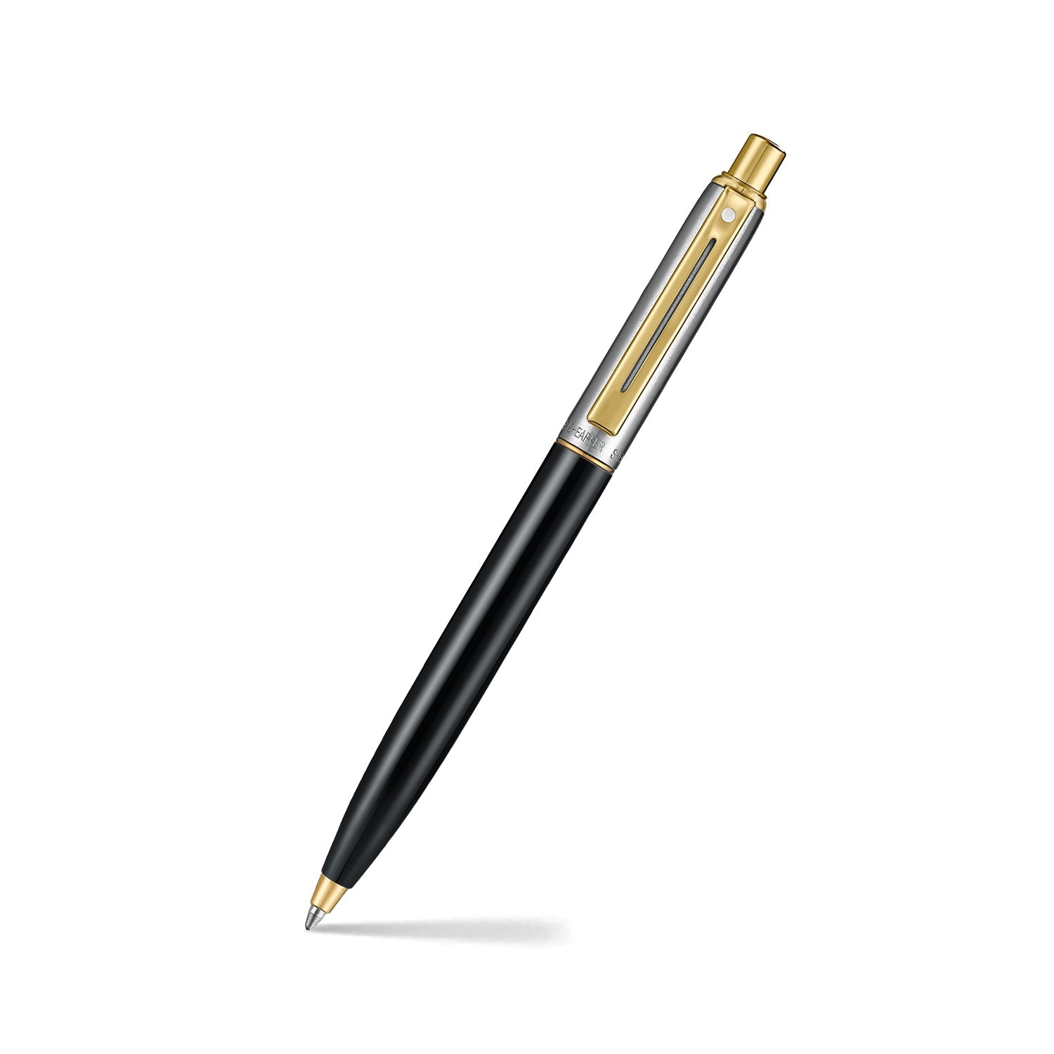 Sheaffer Sentinel all-metal ballpoint pen in gloss black with gold-tone trims