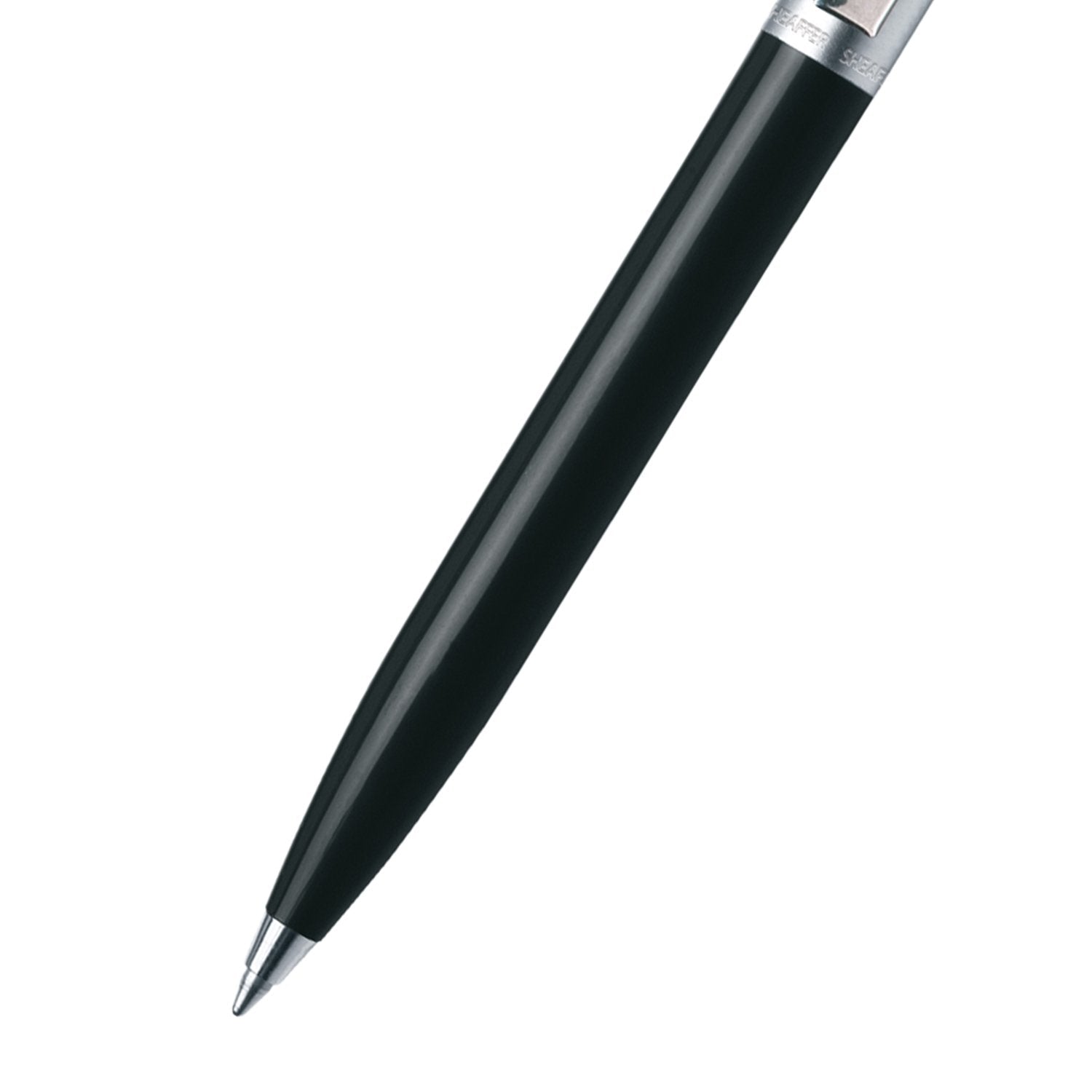 Sheaffer Sentinel black and chrome ballpoint, cap and clip detail