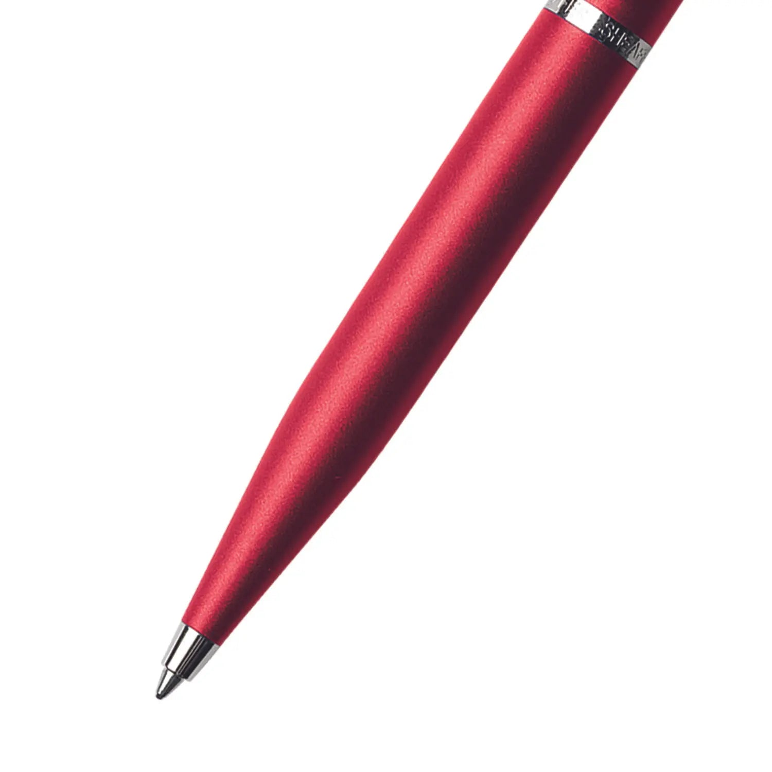 Sheaffer VFM Excessive Red ballpoint, clip and cap band detail