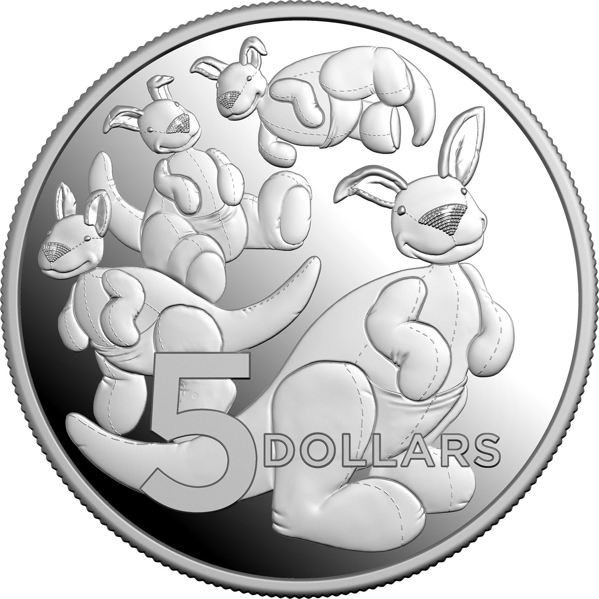 a five dollar coin with the image of rabbits