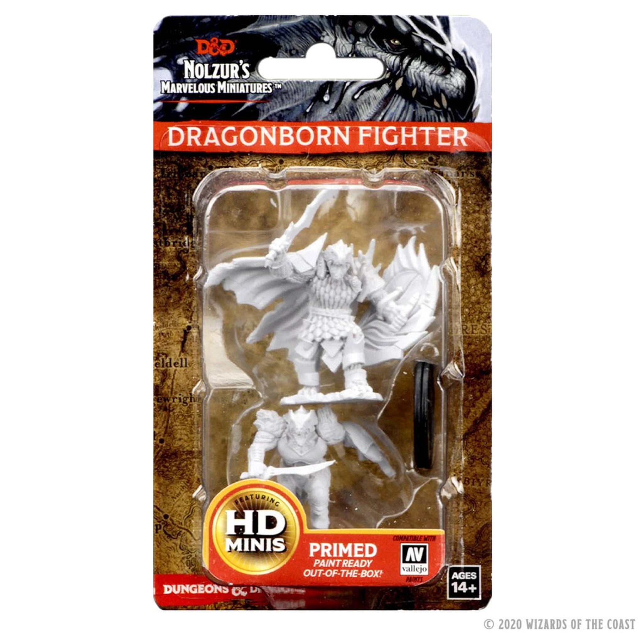 D&D Nolzur's Marvelous Miniatures Dragonborn Fighter unpainted miniatures, 2-pack