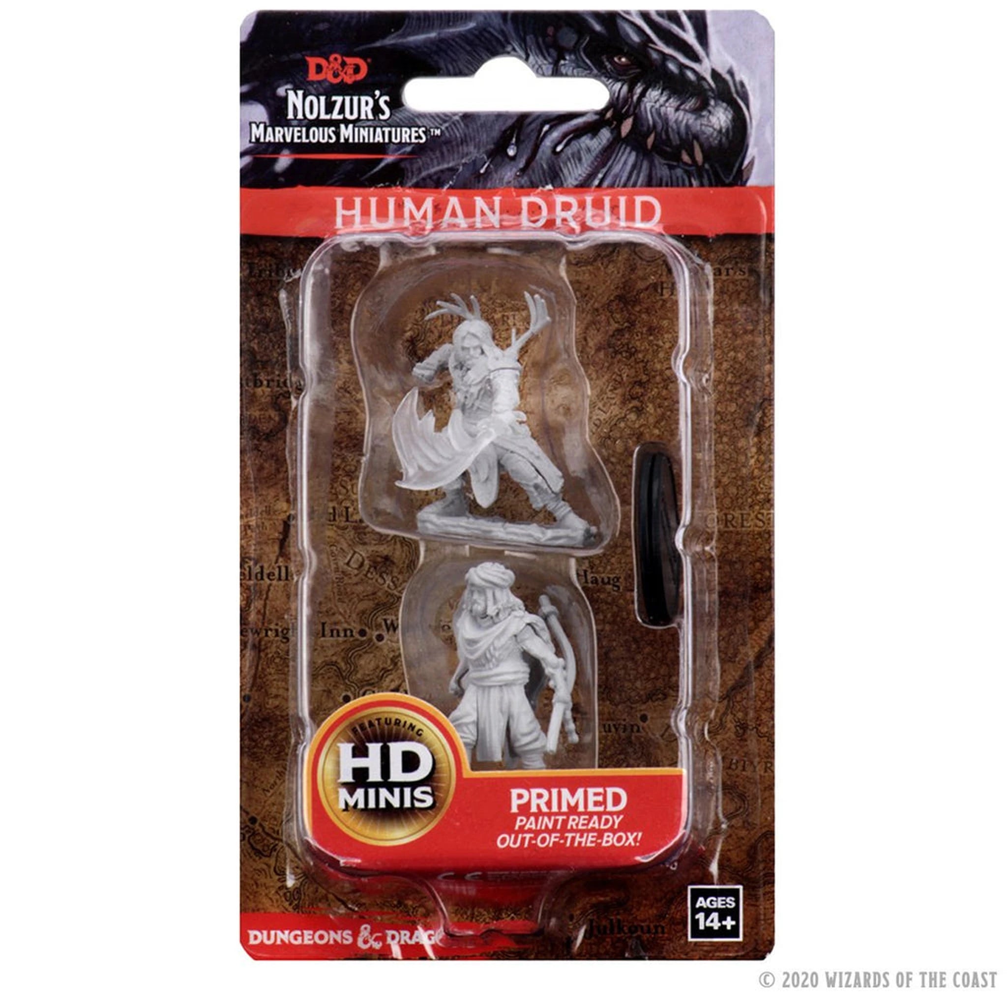 D&D Nolzur's Marvelous Miniatures Human Druid unpainted miniatures, 2-pack