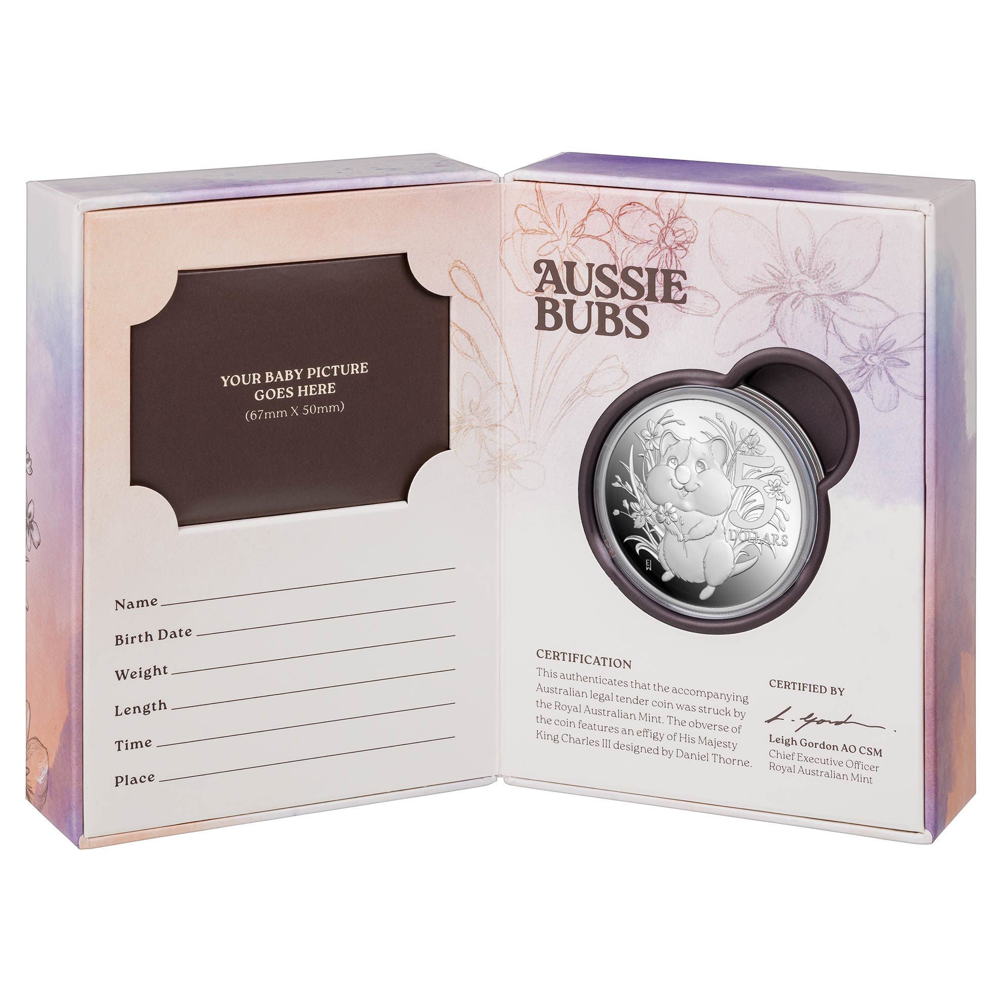 a box with a coin inside of it