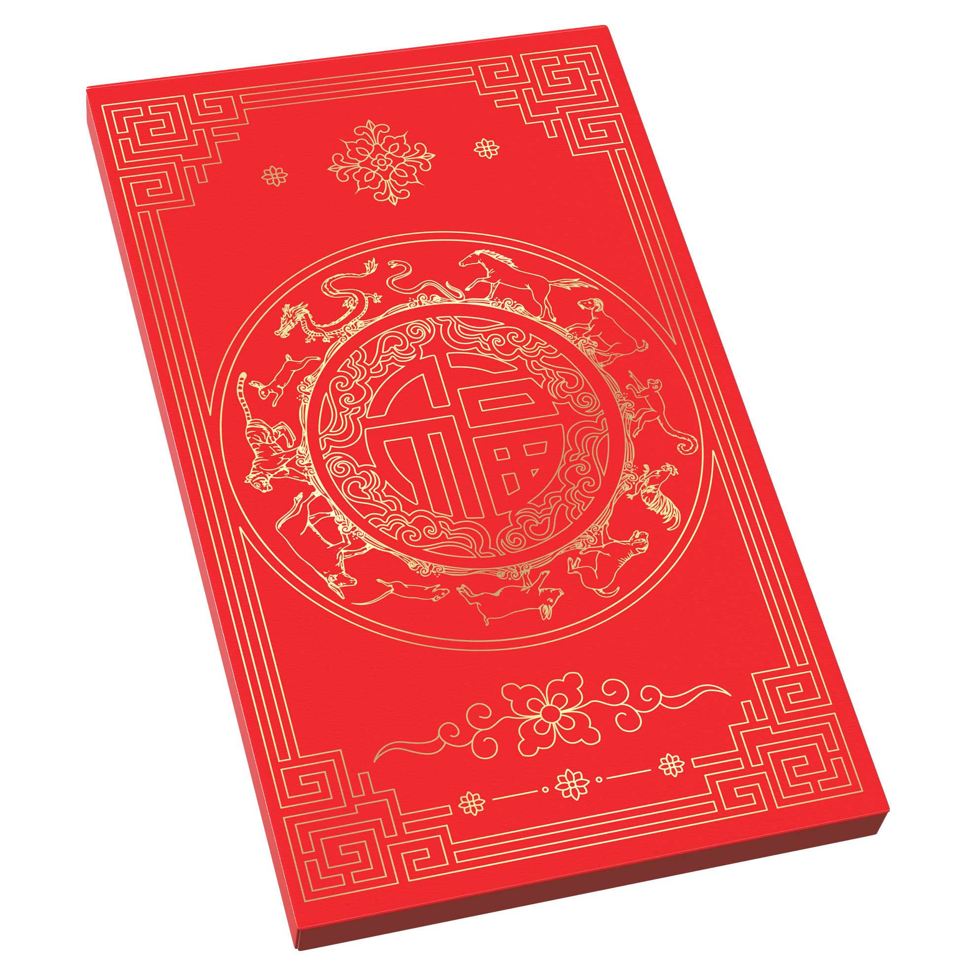 a red book with a gold design on it