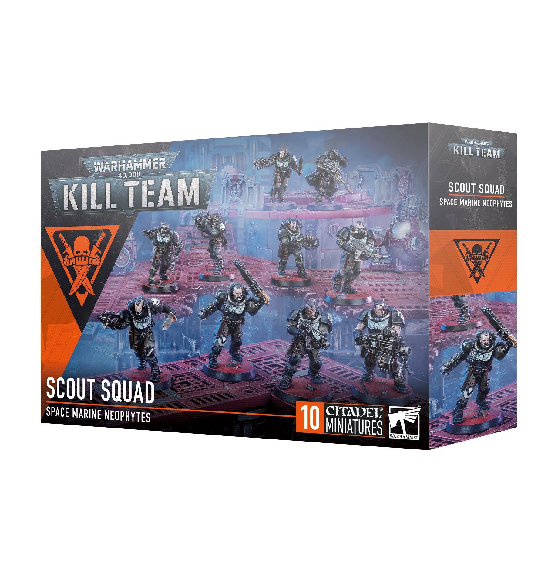 a box with a bunch of action figures in it