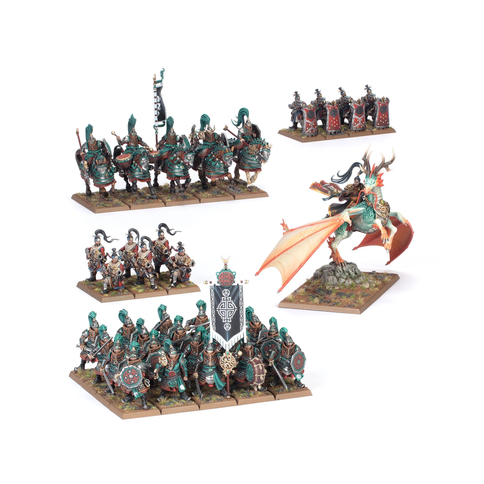 Armies of Grand Cathay Battle March Army miniatures, painted studio display