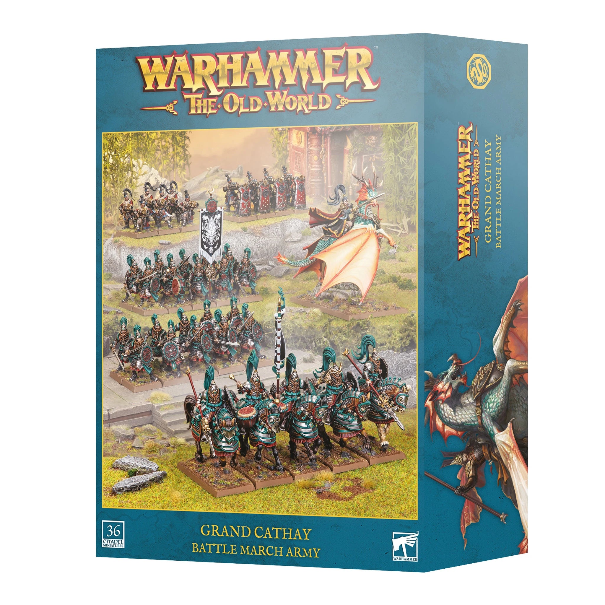 Armies of Grand Cathay Battle March Army box art, official Games Workshop packaging