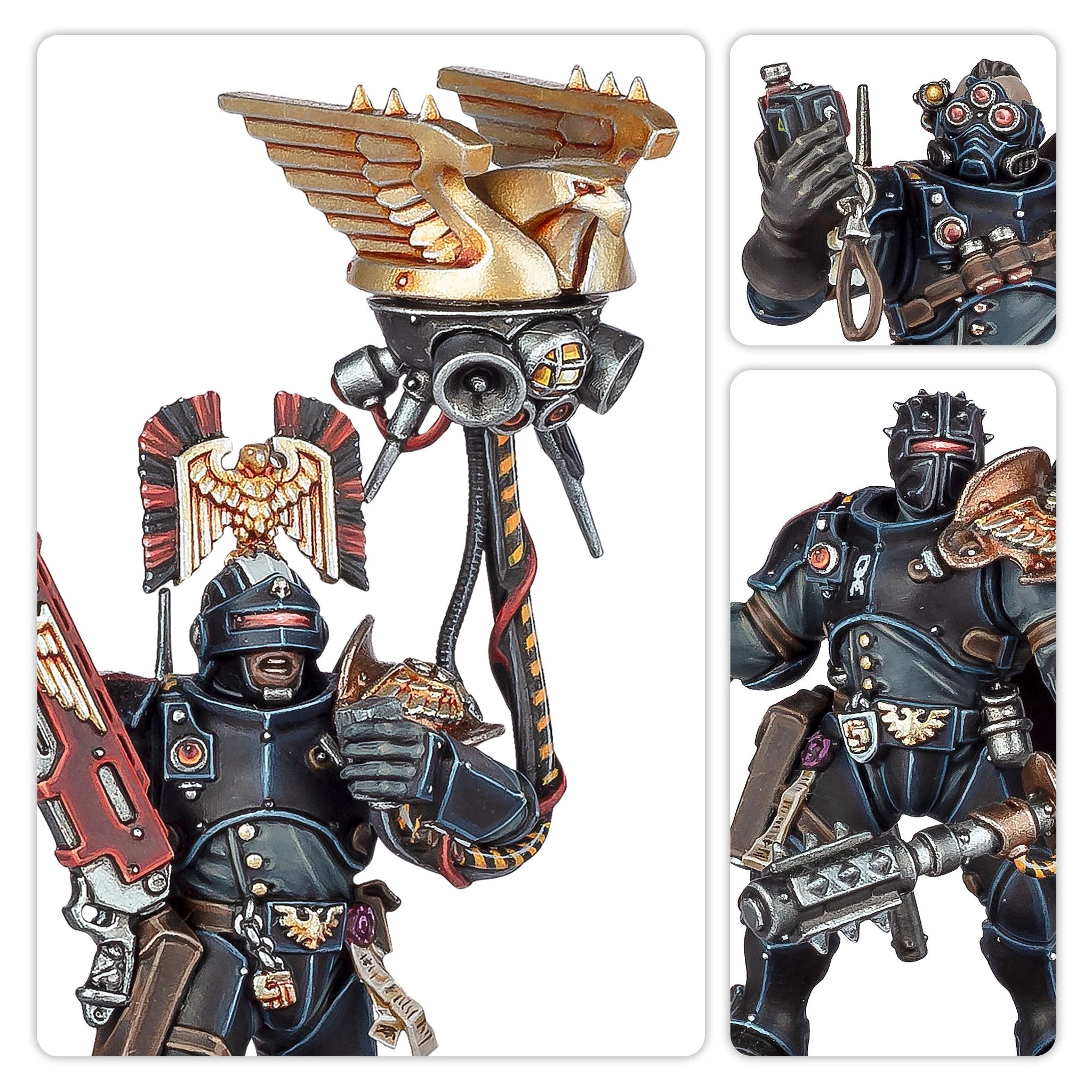Exaction Squad Adeptus Arbites miniature close-up, unpainted plastic model