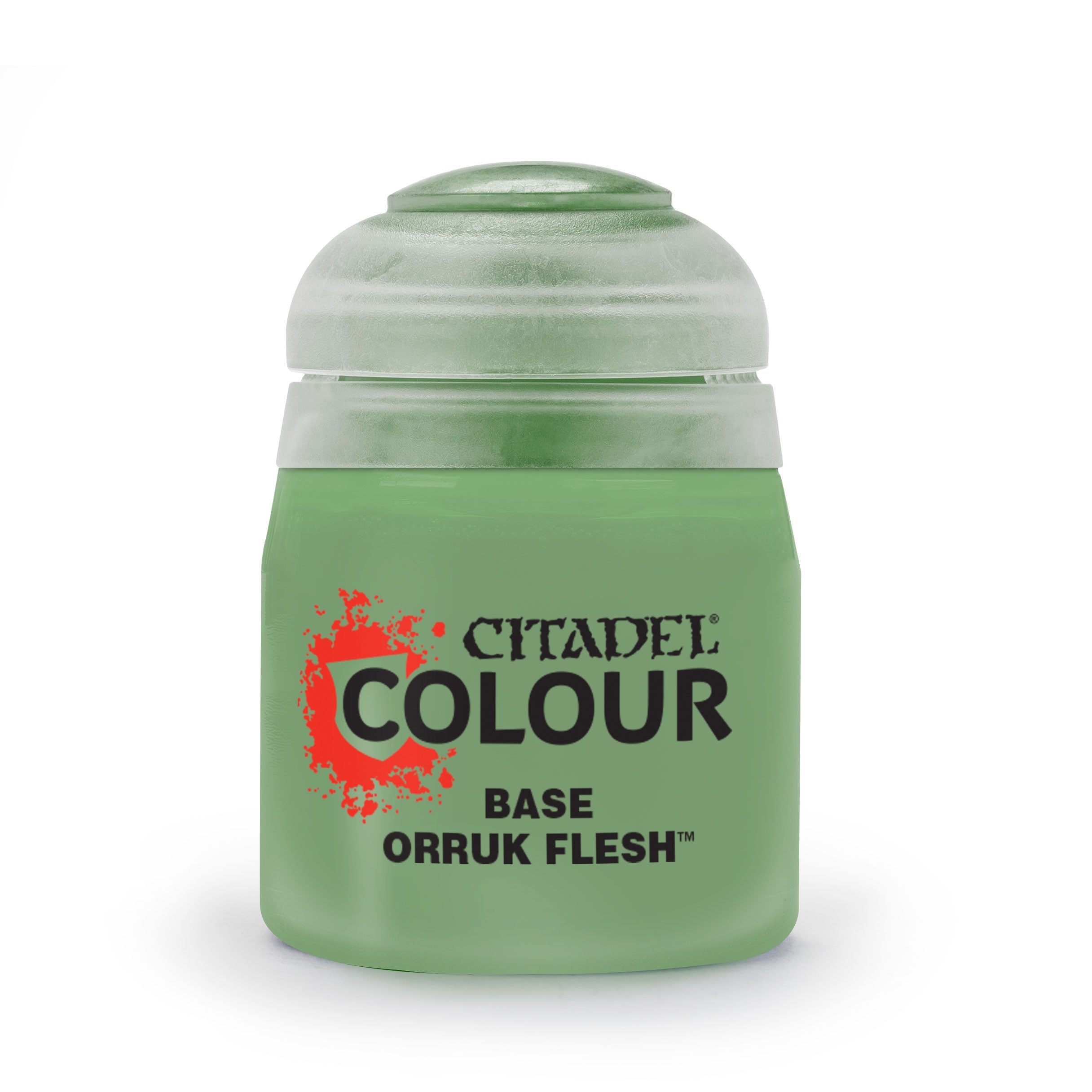 a bottle of green paint with a white background