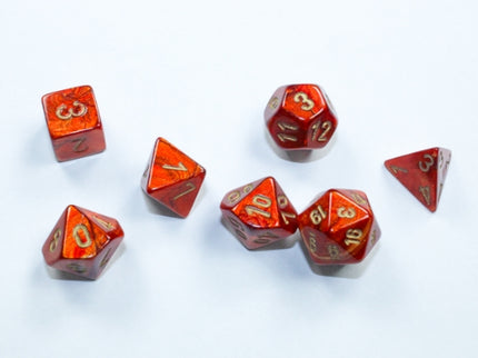 Chessex RPG Dice Mini Set Scarab Scarlet Gold 7-die