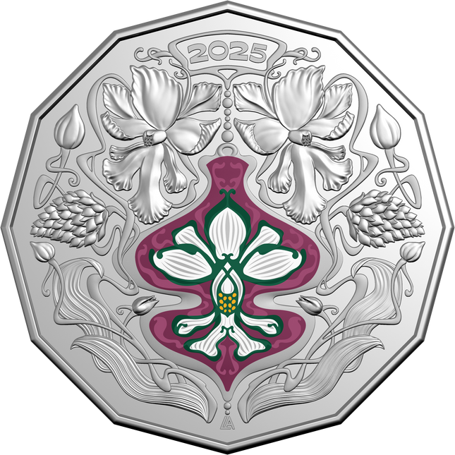 50c Christmas Festive Florals - Uncirculated Coin