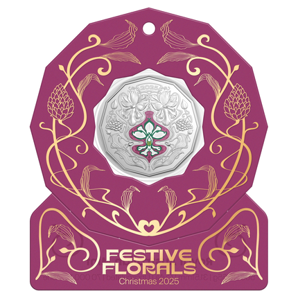 50c Christmas Festive Florals - Uncirculated Coin