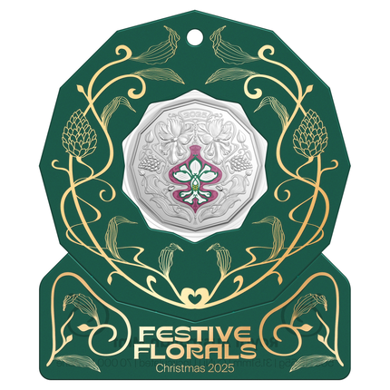50c Christmas Festive Florals - Uncirculated Coin