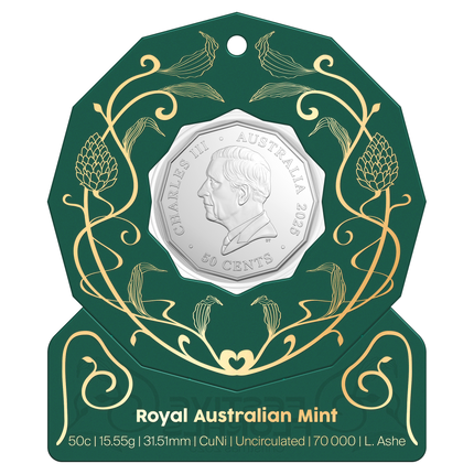 50c Christmas Festive Florals - Uncirculated Coin