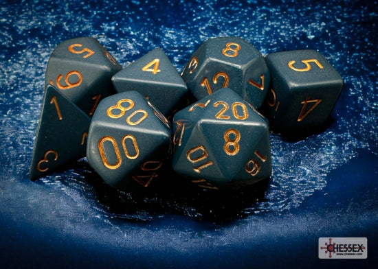 Chessex RPG Dice Opaque Dusty Blue Copper 7-die set