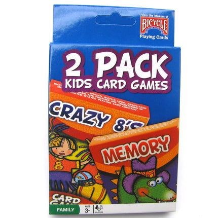 Bicycle Kids Card Game Twin Pack - Blue (Crazy 8s and Memory)