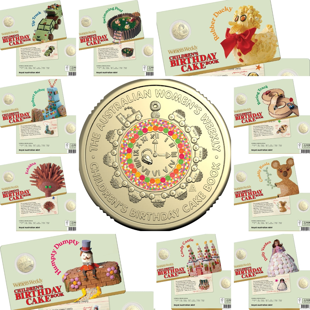 2025 AWW Childrens Birthday Cake Book Ten $1 Coin in Card Set + FREE $2 Coin