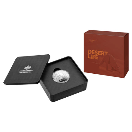 a box with a silver coin in it