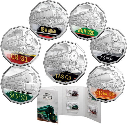 2025 Steam Giants 50c Coloured Uncirculated Seven-Coin Collection