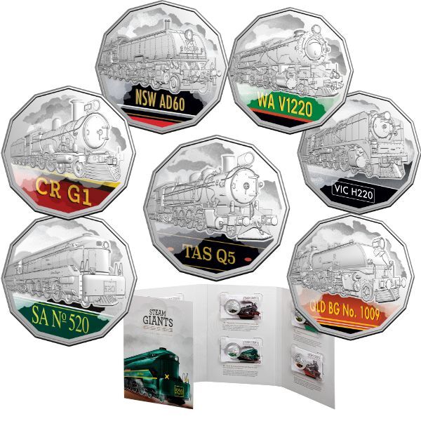 2025 Steam Giants 50c Coloured Uncirculated Seven-Coin Collection