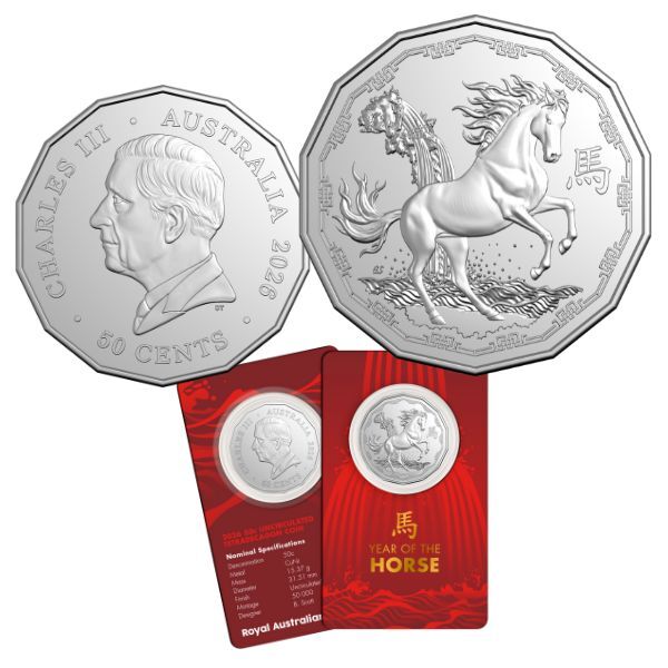 2026 Lunar Year of the Horse 50c Tetradecagon Uncirculated Coin - Royal Australian Mint