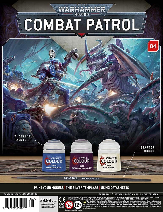 the warhammerr combat paint set is shown in front of a poster