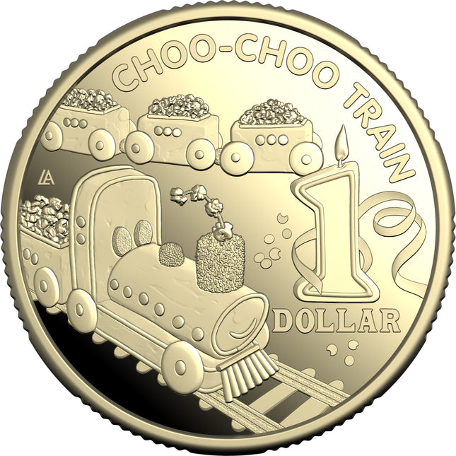 2025 AWW Childrens Birthday Cake Book and $1 Proof Coin - Choo Choo Train