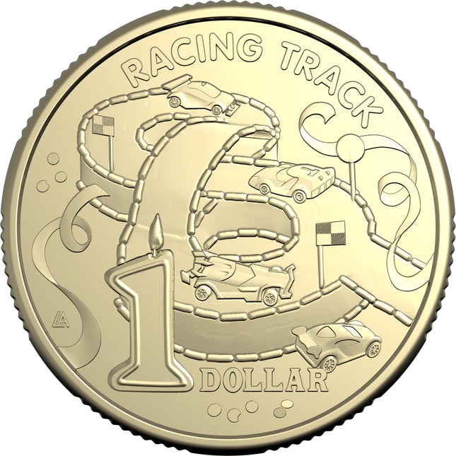 2025 AWW Childrens Birthday Cake Book Uncirculated $1 Coin - Racing Track