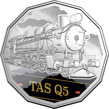2025 Steam Giants TAS Q5 50c Coloured Uncirculated Coin Reverse