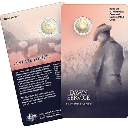 2026 $2 C Mintmark Coloured Uncirculated Coin - Dawn Service (11903)
