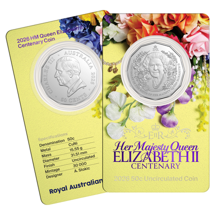 2026 50c Uncirculated Coin - HM Queen Elizabeth II Centenary of her Birth - 12018