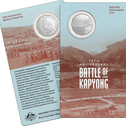 2026 50c Uncirculated Coin - 75th Anniversary Battle of Kapyong (12218)