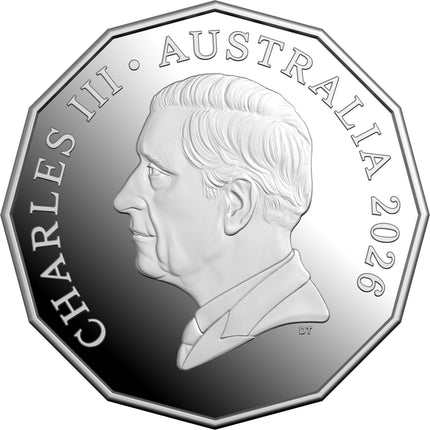 2026 Six Coin Proof Year Set - 50c coin obverse, King Charles III effigy