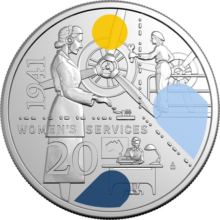 2026 20c Women’s Services coloured coin reverse