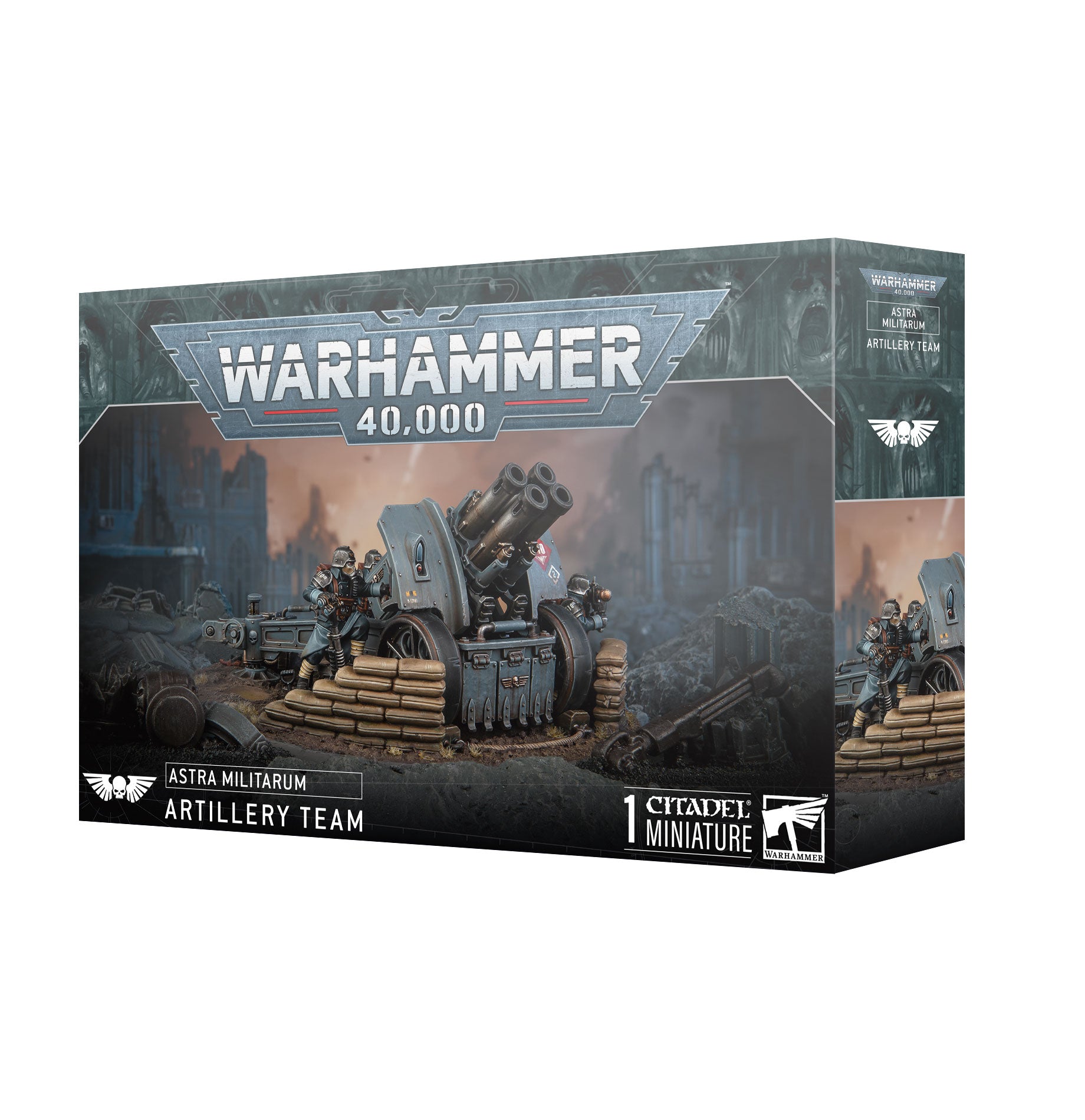 a box of warhammer 40, 000 artillery team