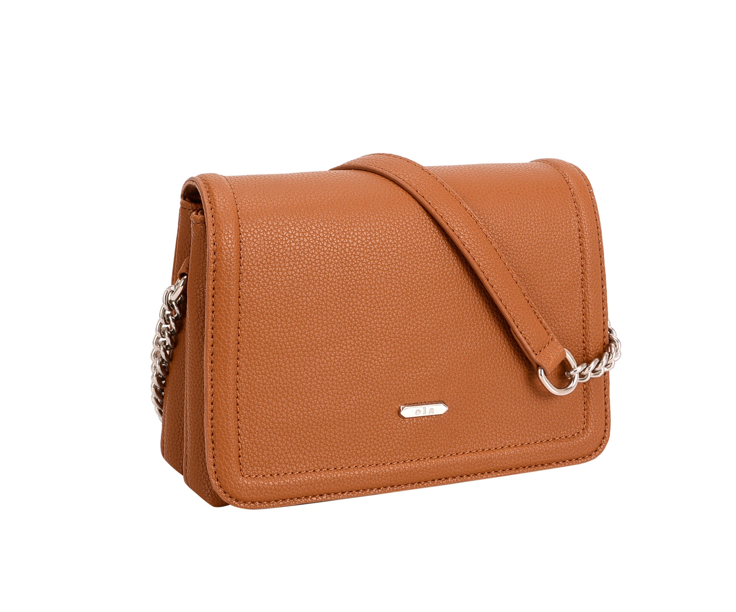 Classic Flapover Crossbody Bag Cognac