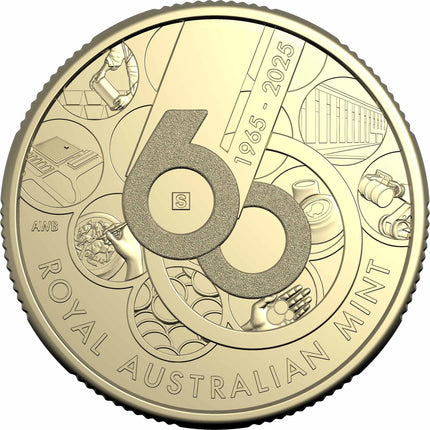 a close up of a coin with the number sixty on it