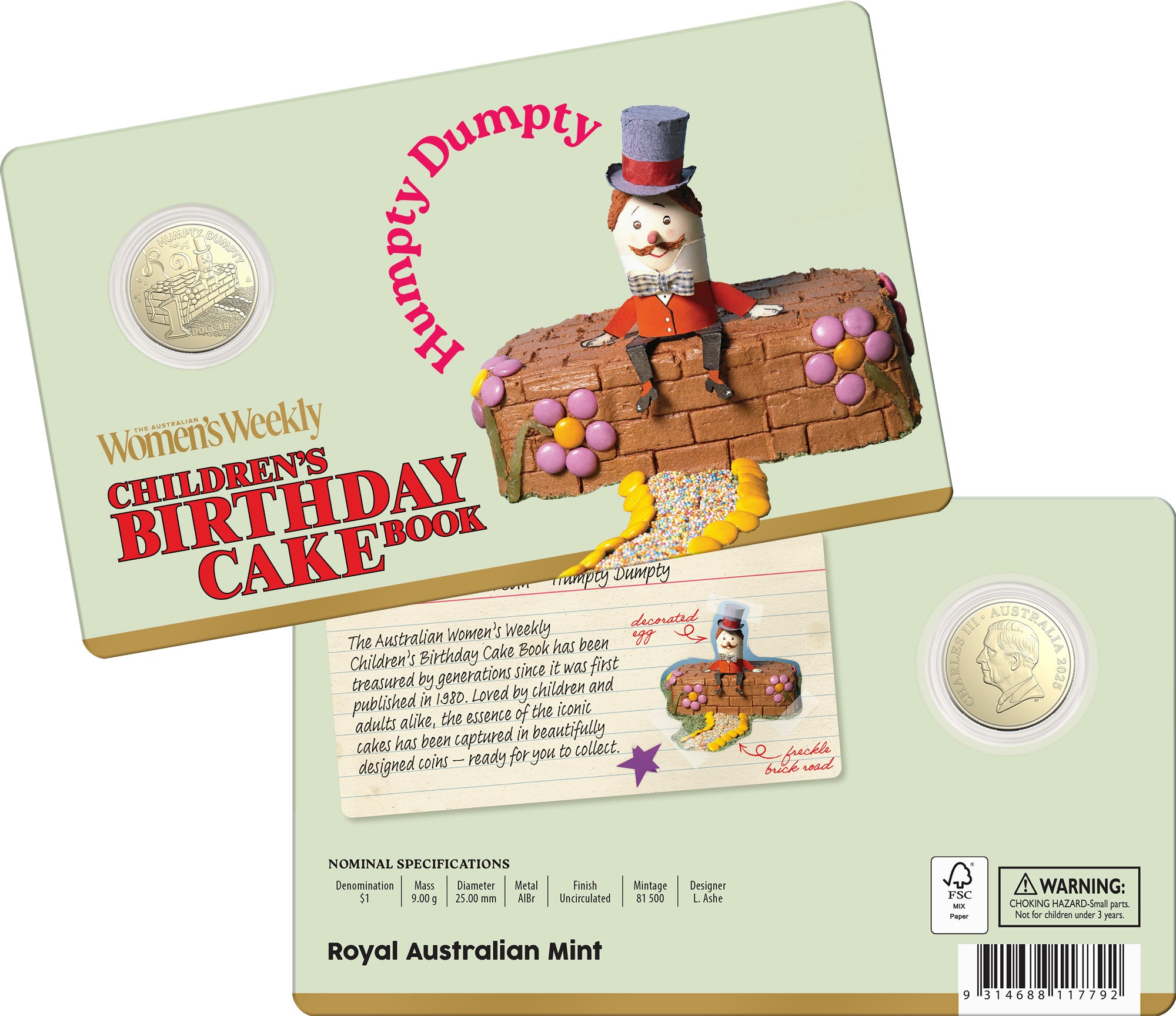 2025 AWW Childrens Birthday Cake Book Uncirculated $1 Coin - Humpty Dumpty