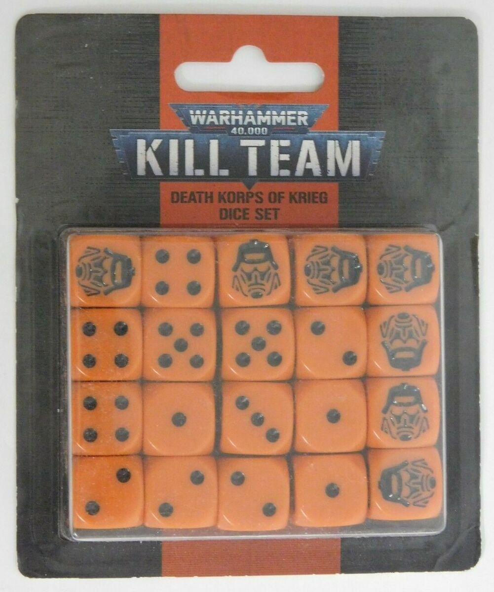 a set of orange dices with black numbers